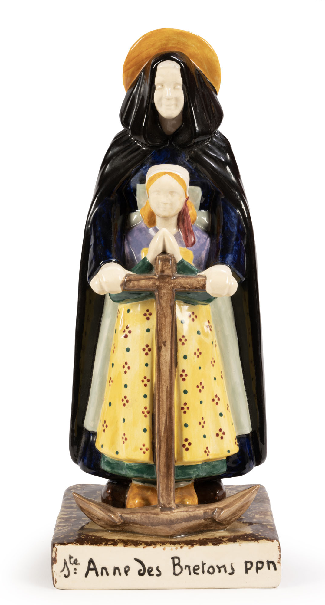 PORSON Henriette (1874-1963) : GRAND SUJET en faïence émaillée polychrome,…