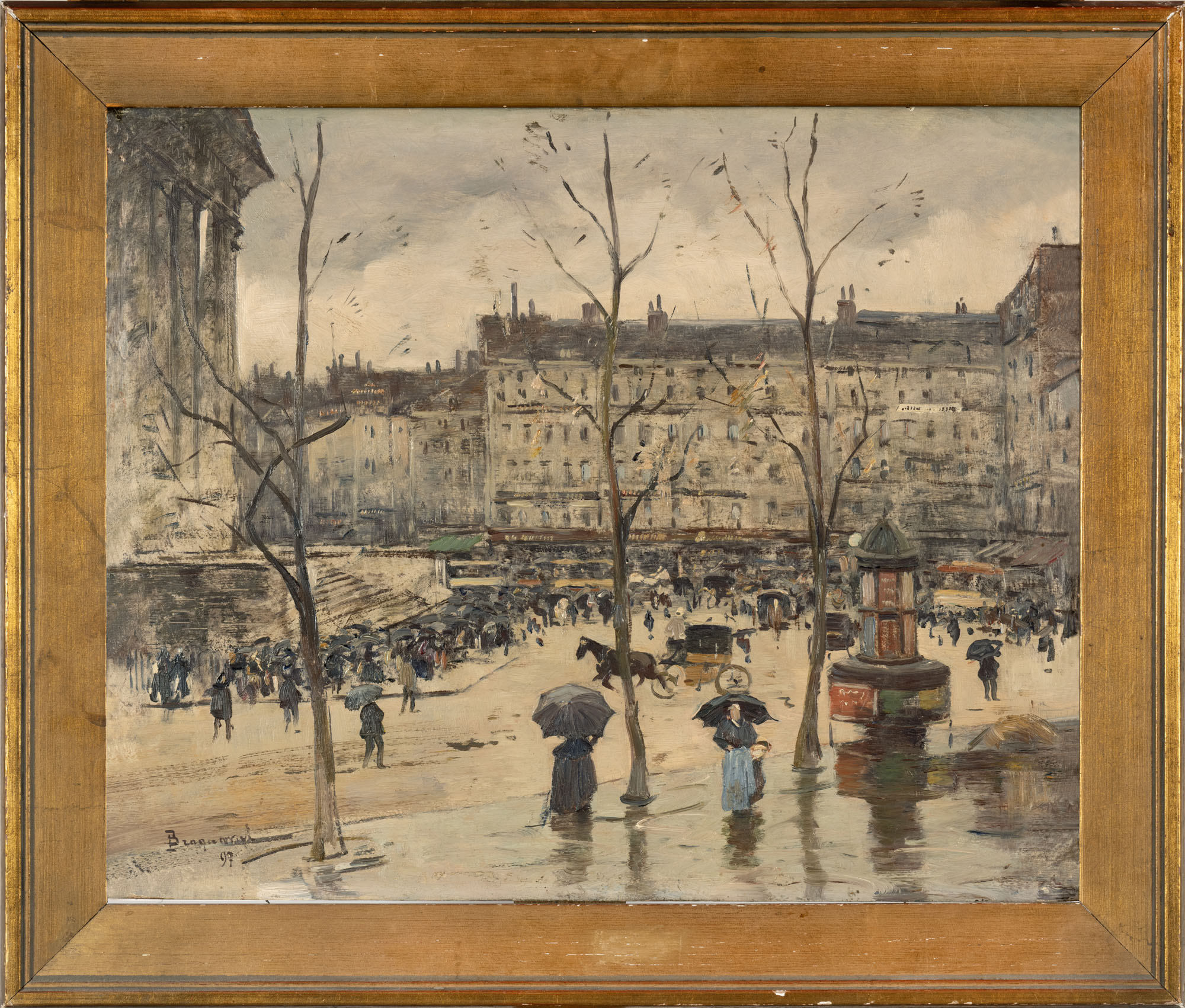 BRAQUAVAL Louis (1854-1919) : « Place de l’église de la Madeleine…