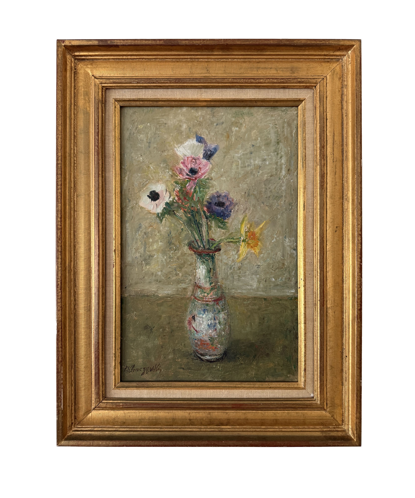 KLEMCZYNSKI Pierre (1910-1991) : « Bouquet d’anémones dans un vase…