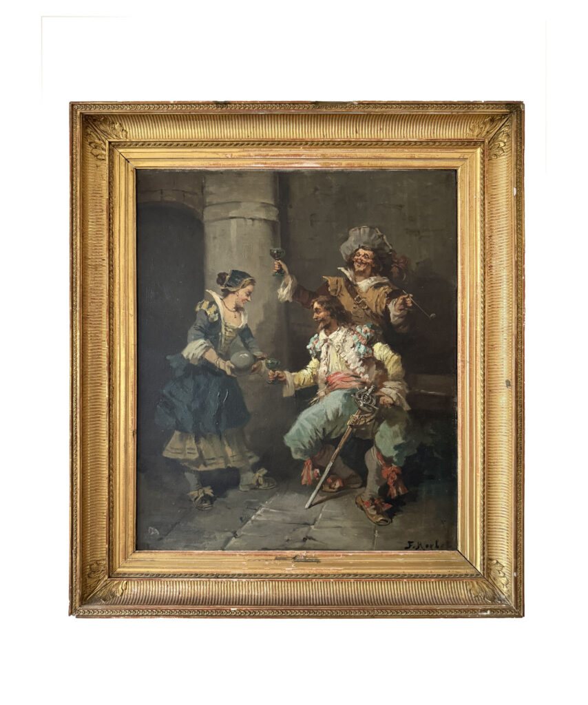 ROYBET Ferdinand (1840-1920) : « Scène d&rsquo;auberge avec mousquetaires »,…