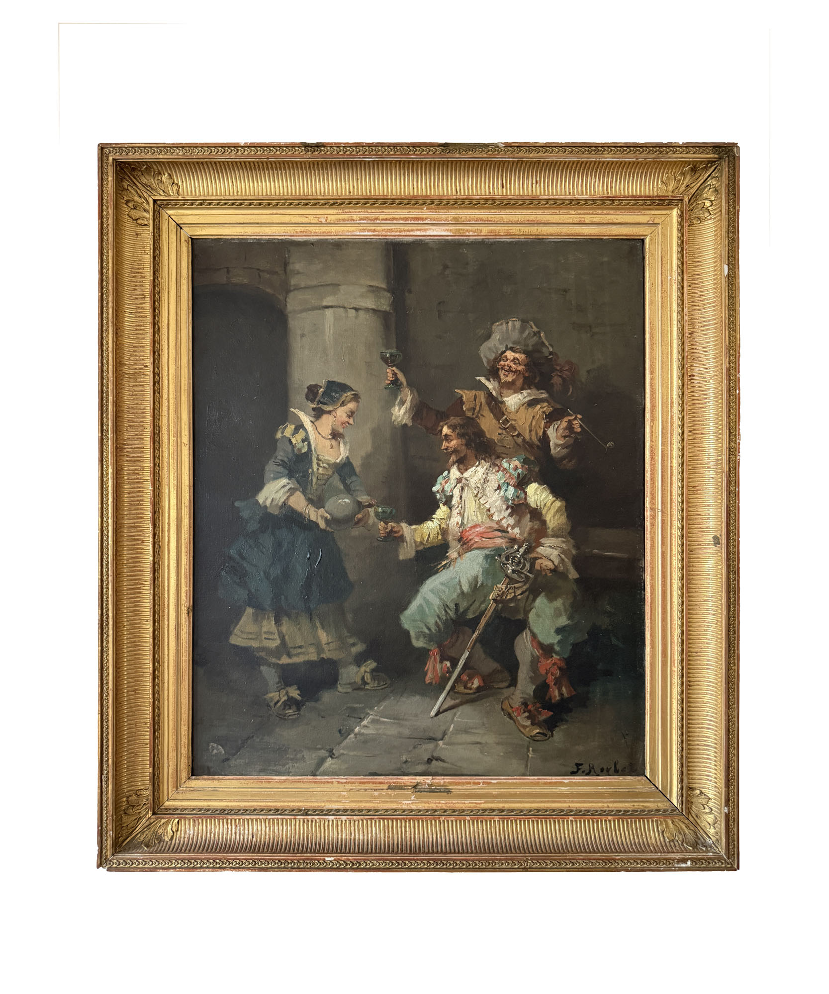 ROYBET Ferdinand (1840-1920) : « Scène d’auberge avec mousquetaires »,…