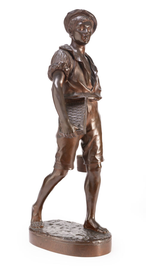 LONGEPIED Léon-Eugène (1849-1888) : « Le pêcheur », bronze à…