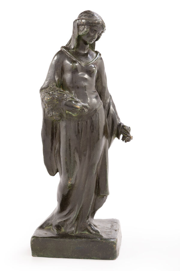 YRONDY Charles-Gaston (1885-1960) : »Flore », BRONZE à patine brune nuancée verte,…