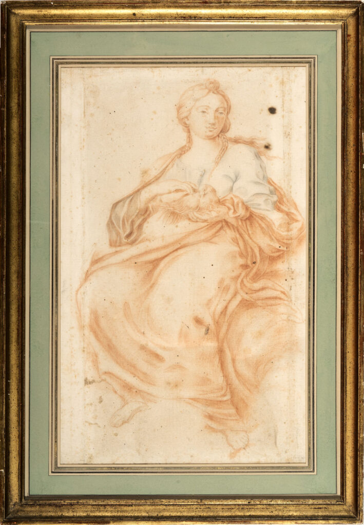 ÉCOLE DU XVIIIe SIÈCLE : « Femme à la colombe…