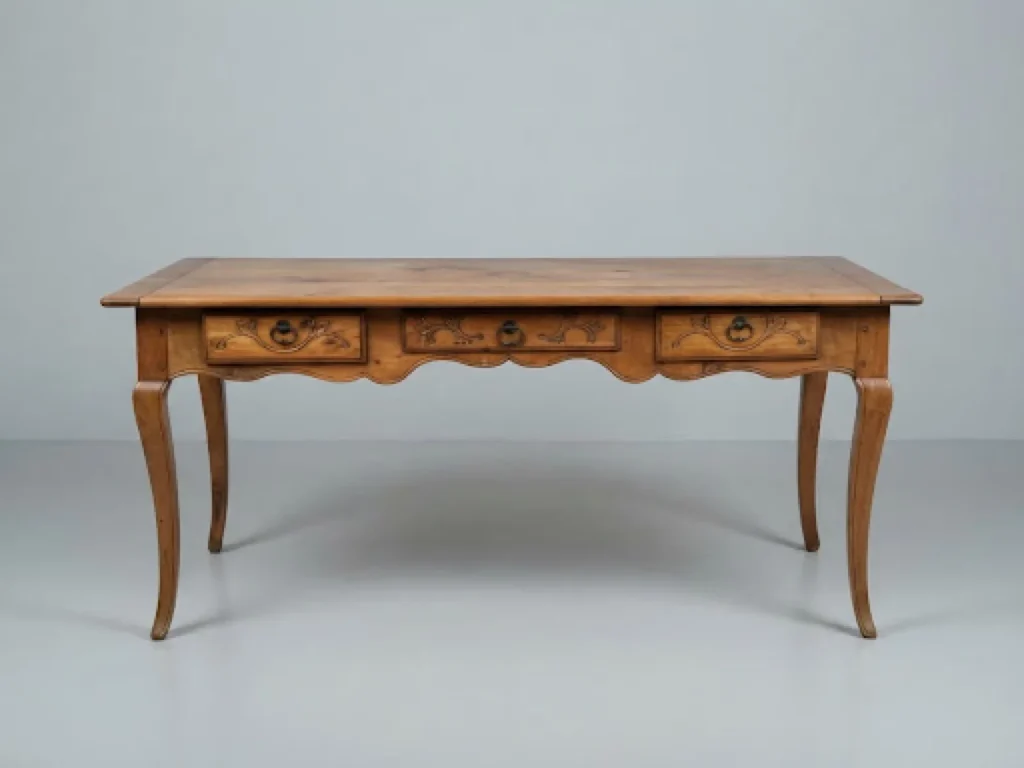 TABLE en noyer, la ceinture de forme mouvementée munie de…