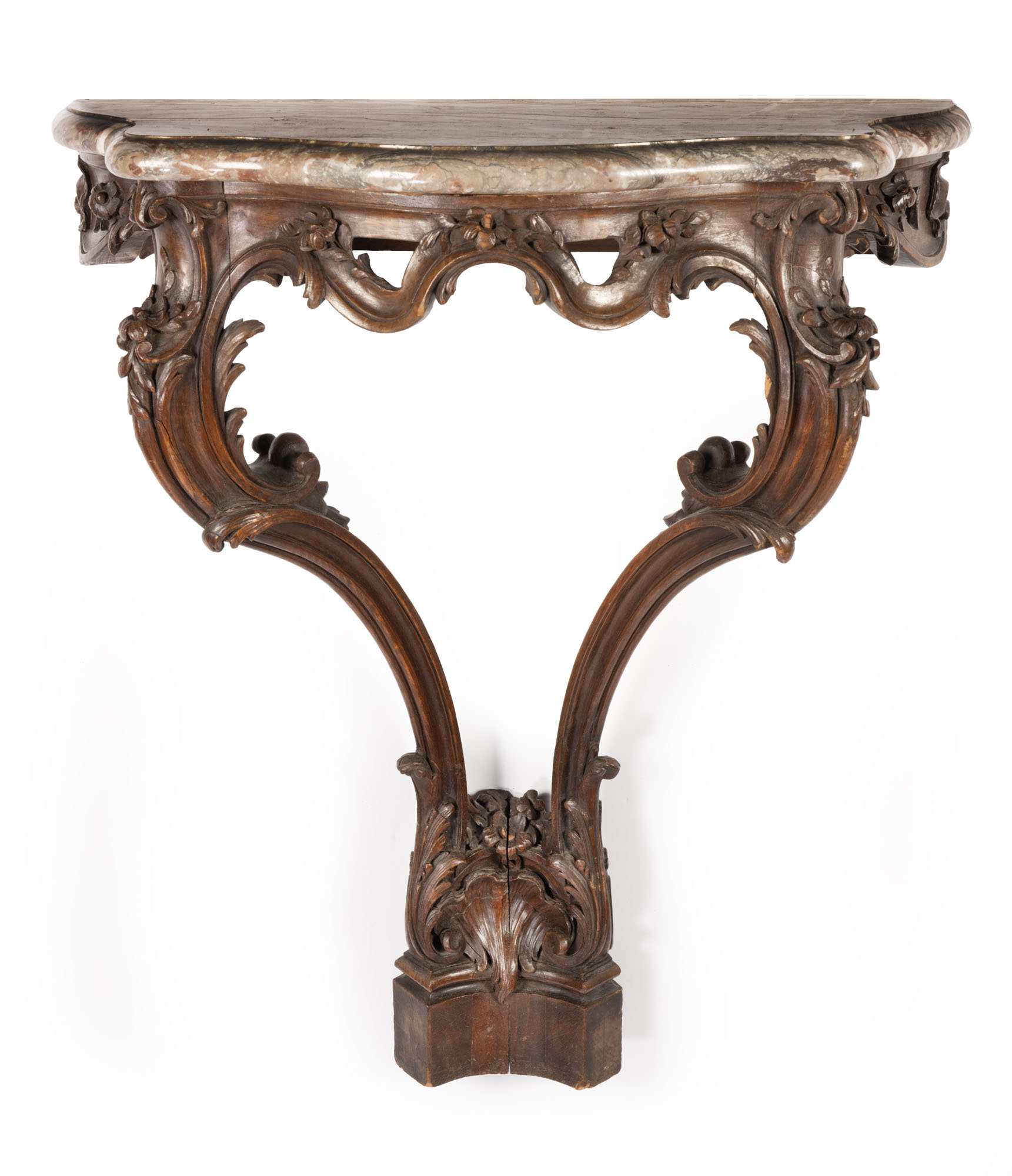 CONSOLE D’APPLIQUE en chêne mouluré et sculpté de style Louis…