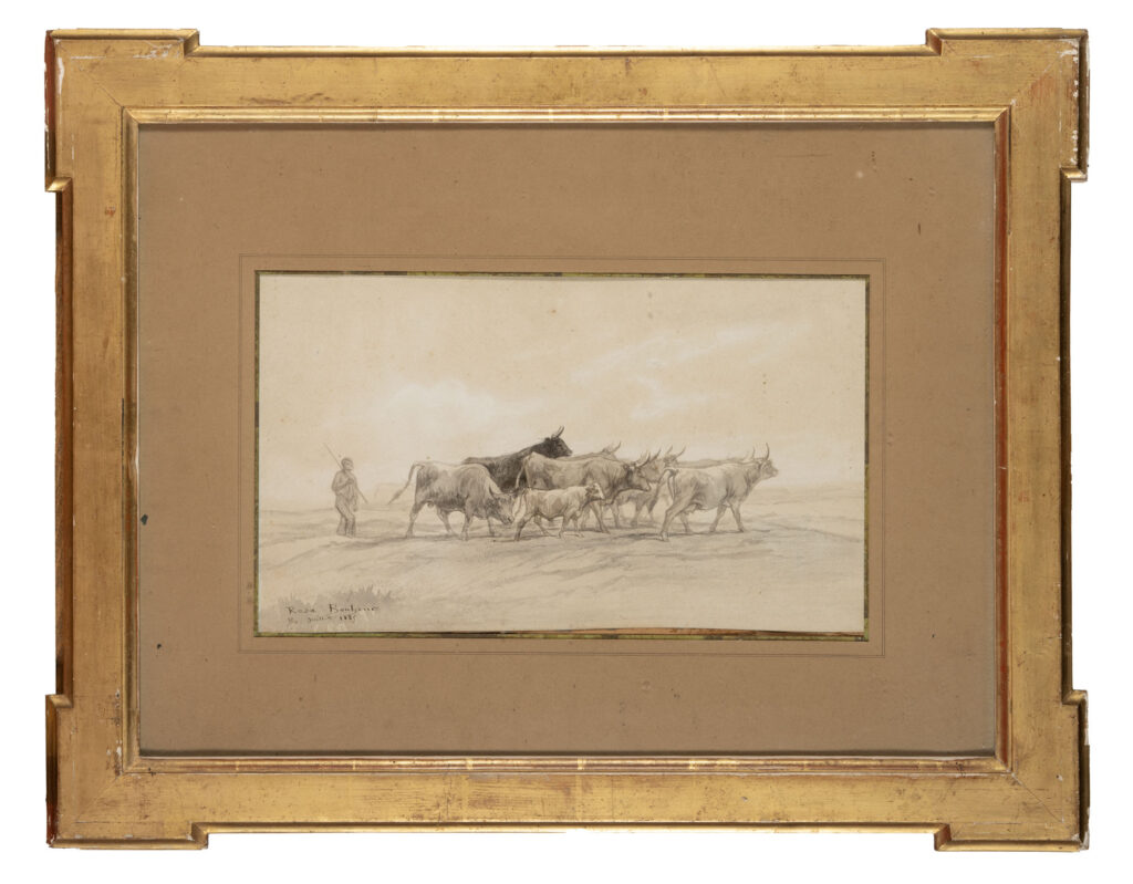 ROSA BONHEUR (1822-1899) : « Groupe de vaches », dessin…