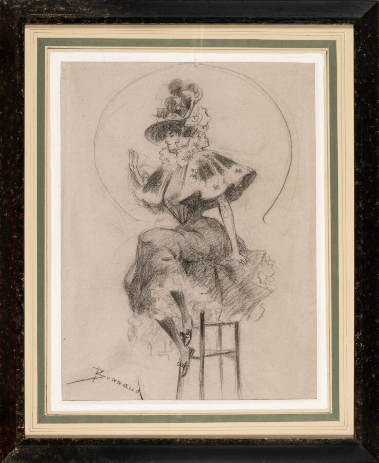 BONNAUD Pierre (1865-1930) : « Élégante au chapeau », étude…
