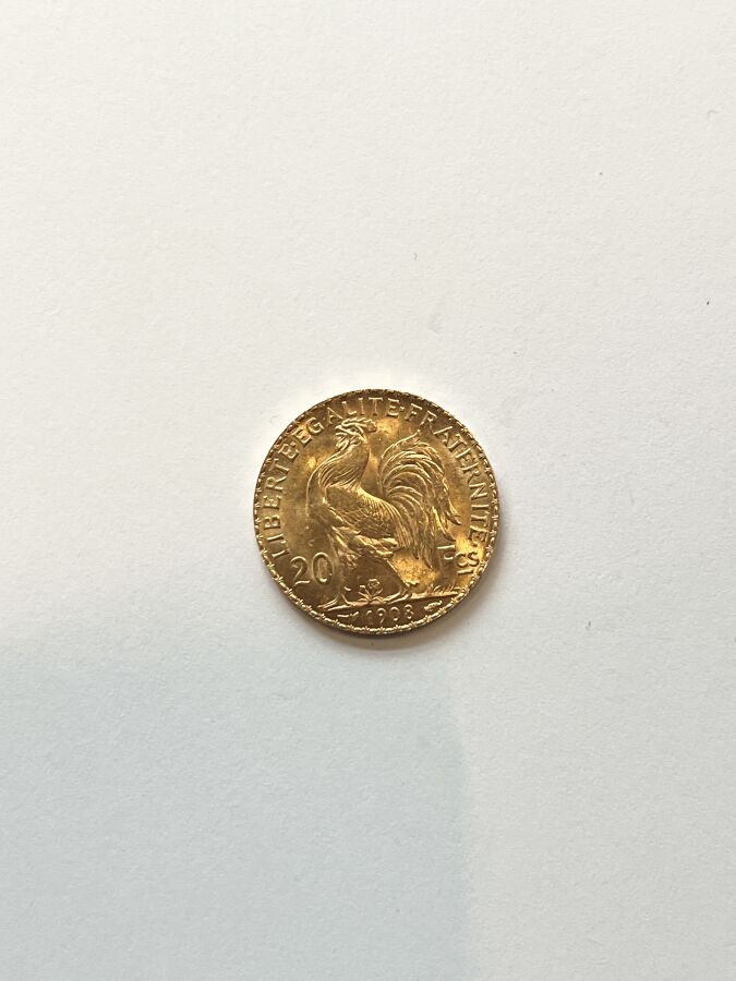 1 PIÈCE en or de 20 Francs type Coq, année…