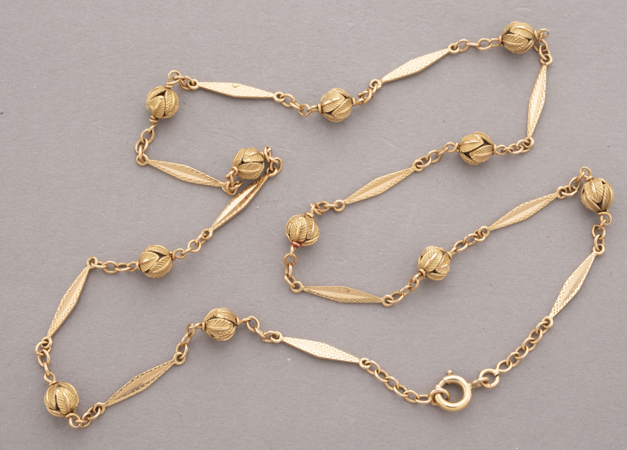 COLLIER en or rose 750 millièmes, formé d’une alternance de…