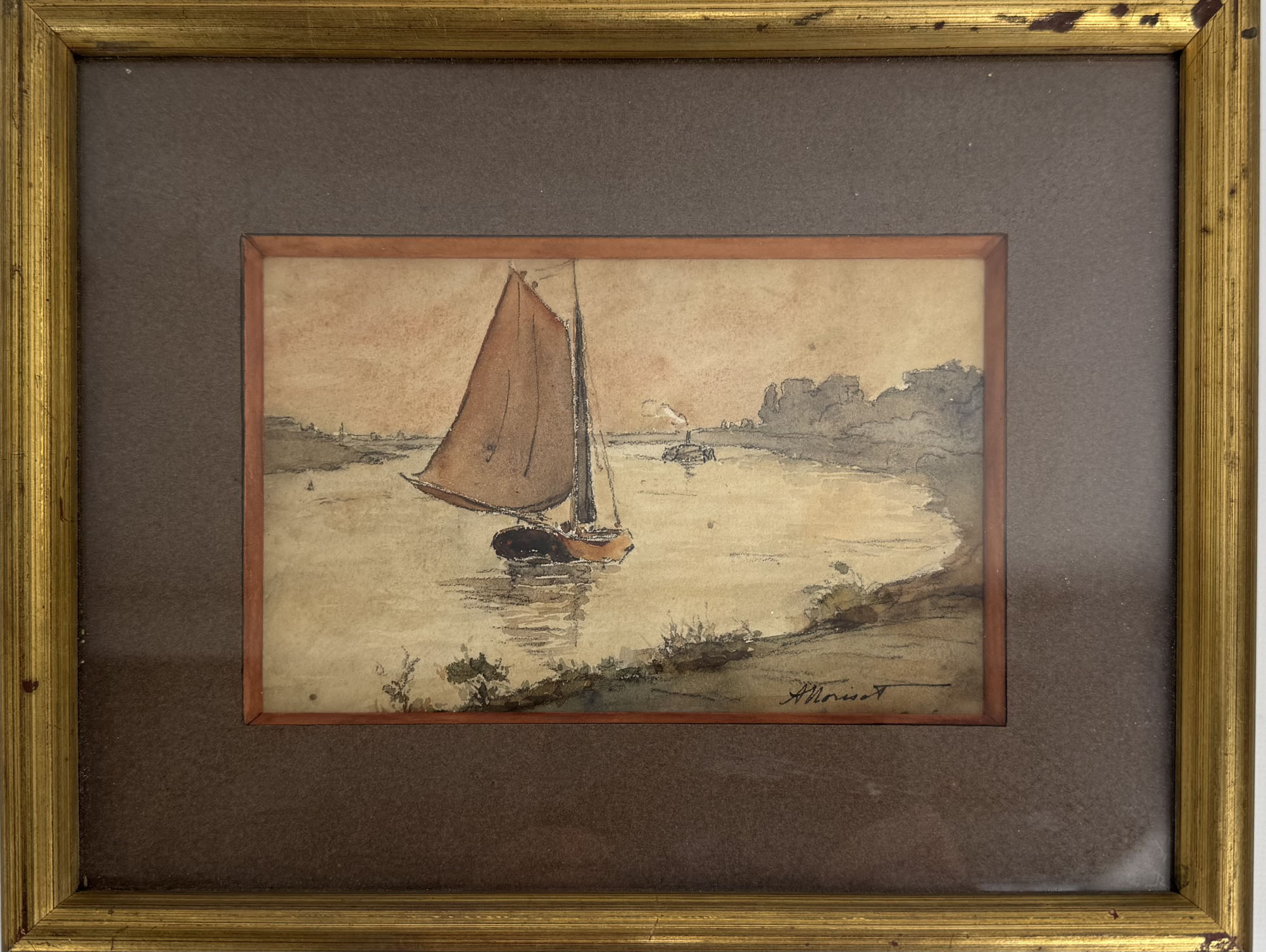 MORISOT Auguste (1857-1951) : « Le voilier et le bateau…
