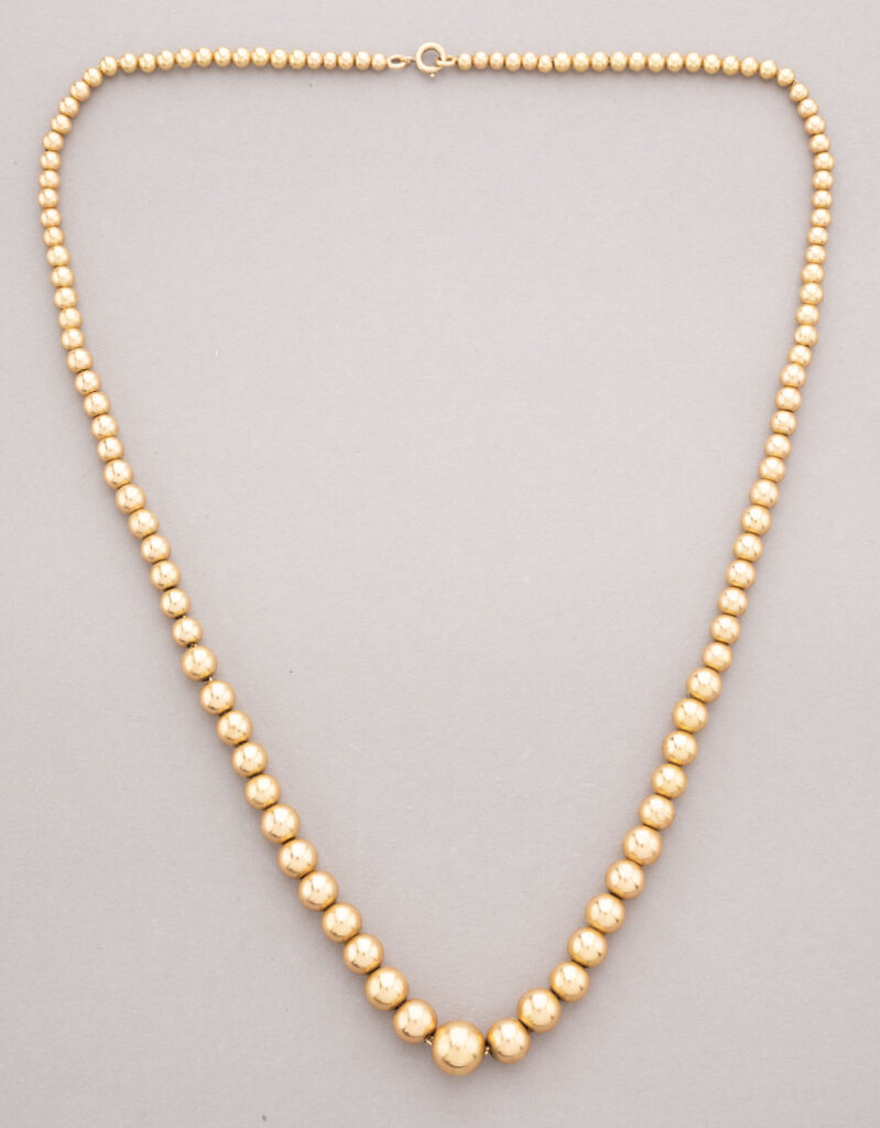 COLLIER boules d&rsquo;Aix en or jaune 750 millièmes. Long. 42…