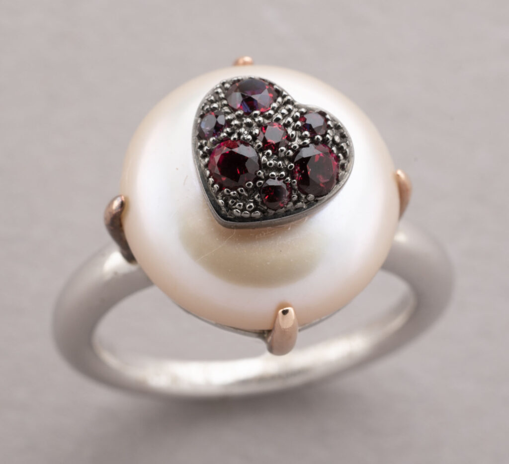BAGUE en argent 925 millièmes et or rose 375 millièmes,…
