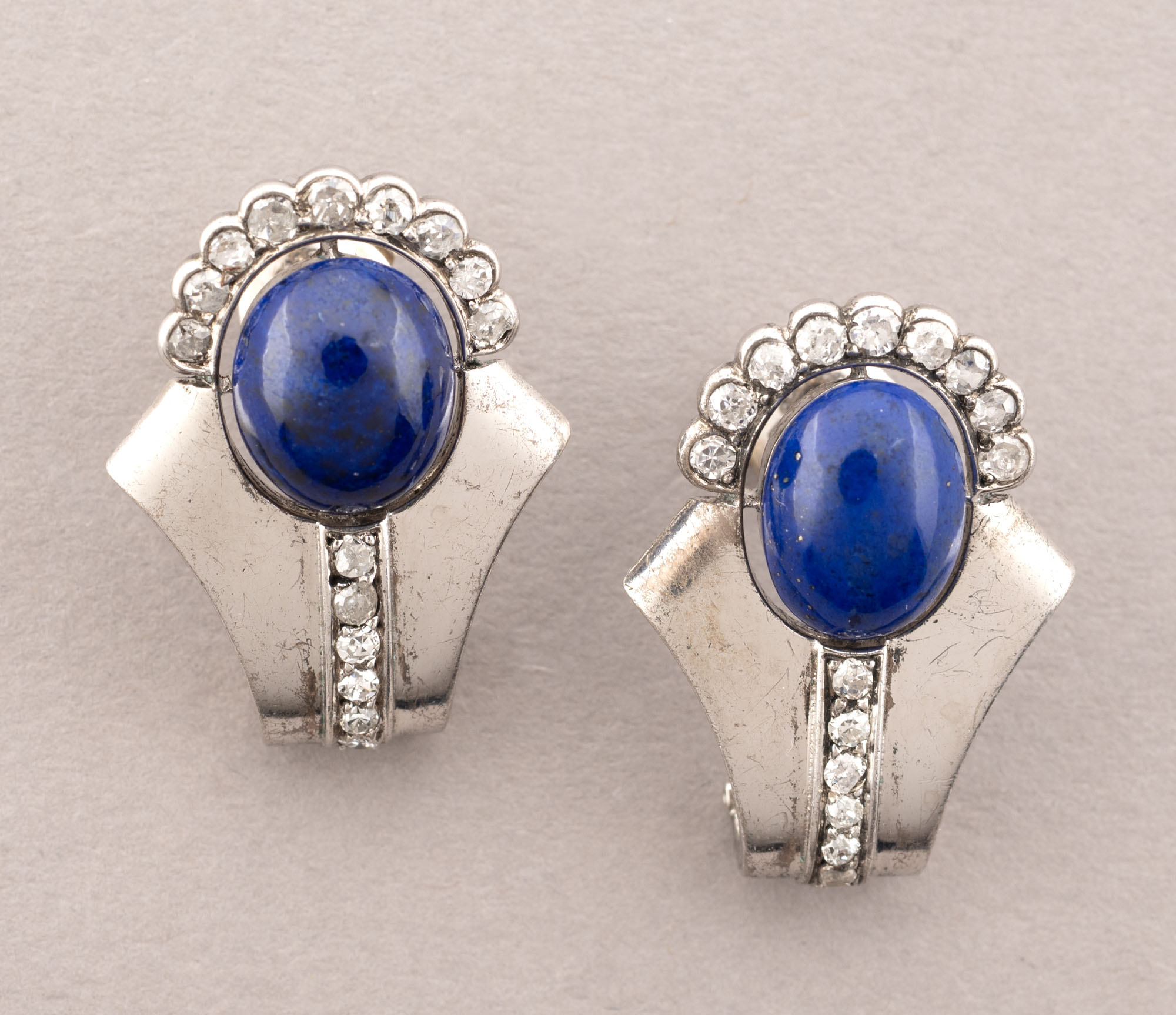 PAIRE DE CLOUS D’OREILLES en argent 925 millièmes et or…