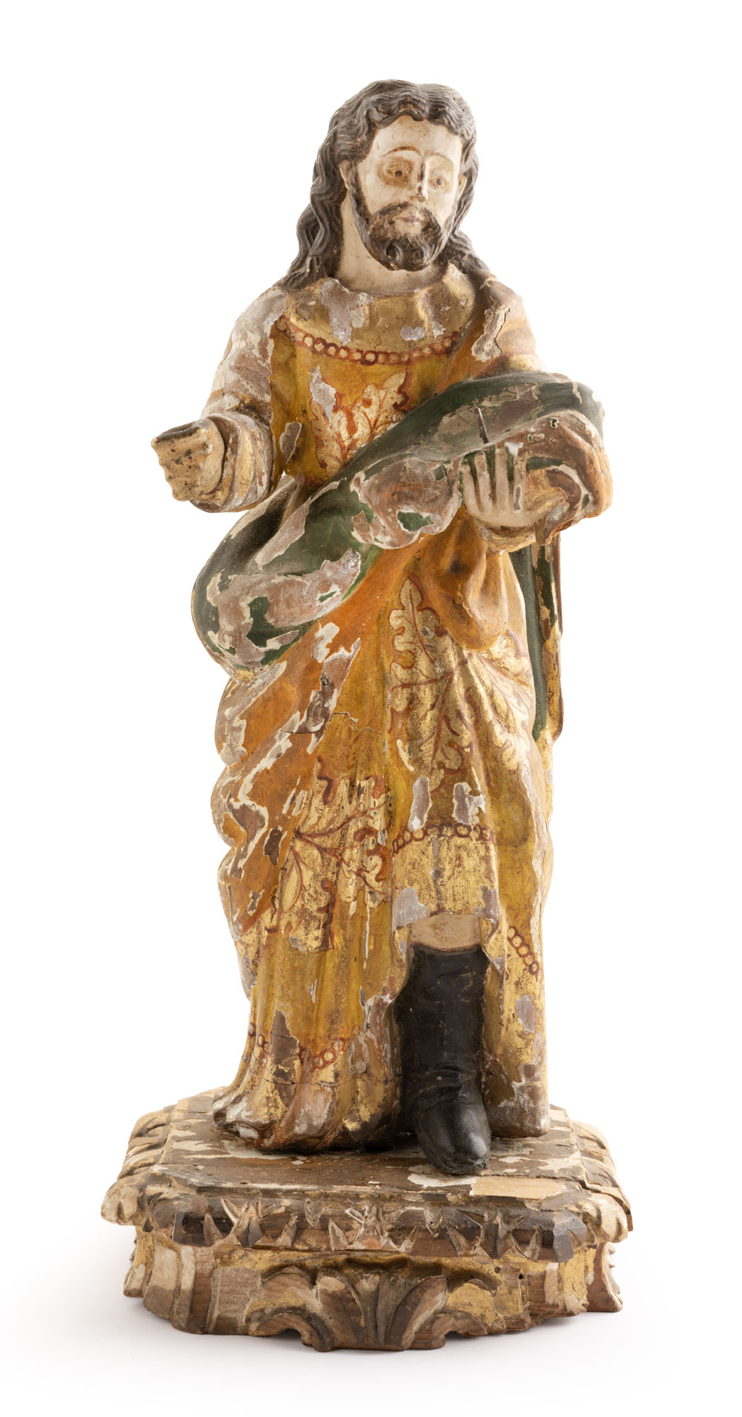 SCULPTURE en bois polychrome stuqué et doré, représentant le CHRIST…
