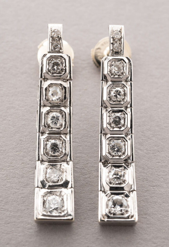 PENDANTS D&rsquo;OREILLES en platine 950 millièmes et or blanc 750…