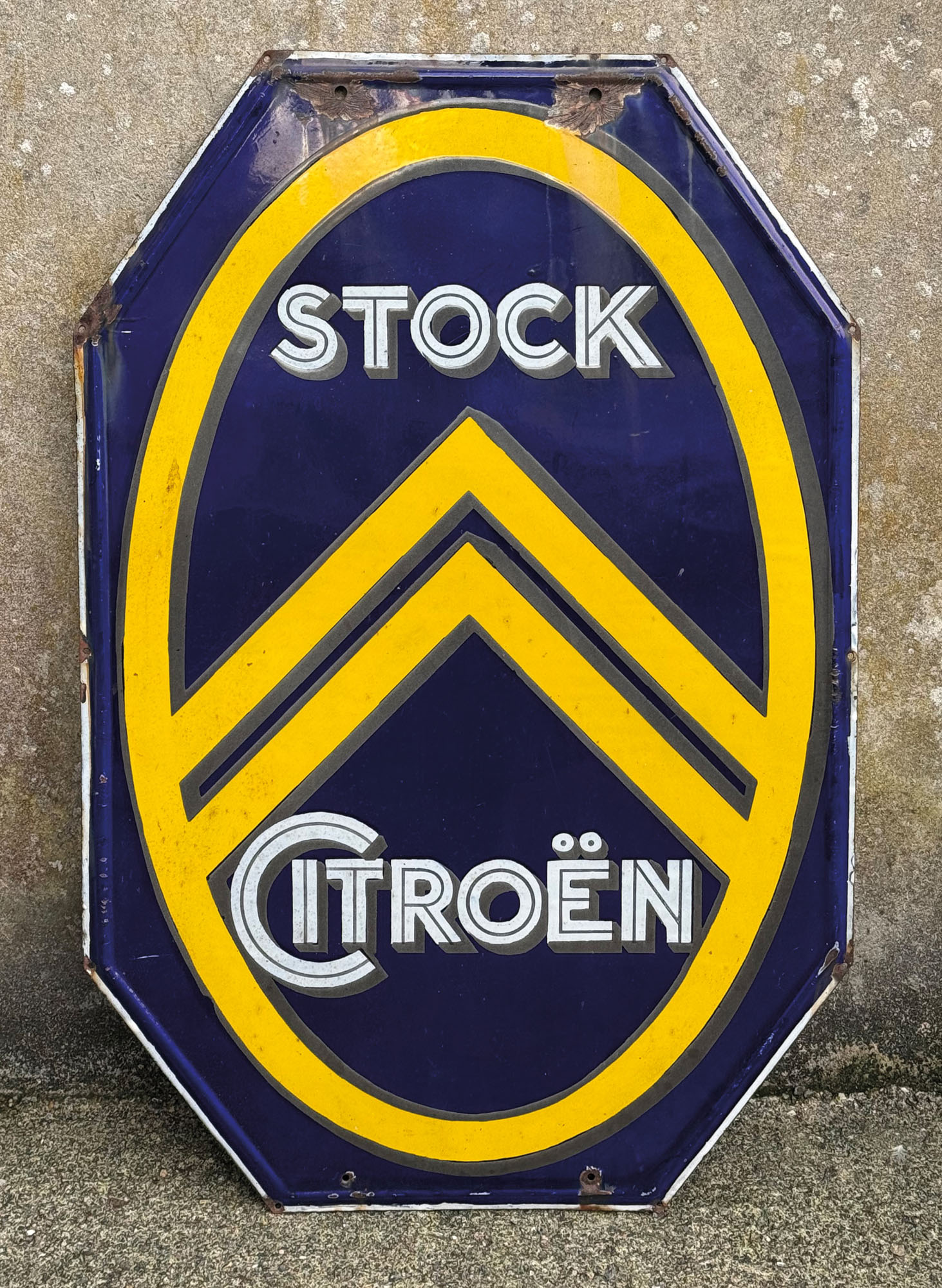 CITROEN : PLAQUE émaillée « CITROEN STOCK »(sauts d&rsquo;émail aux points de…