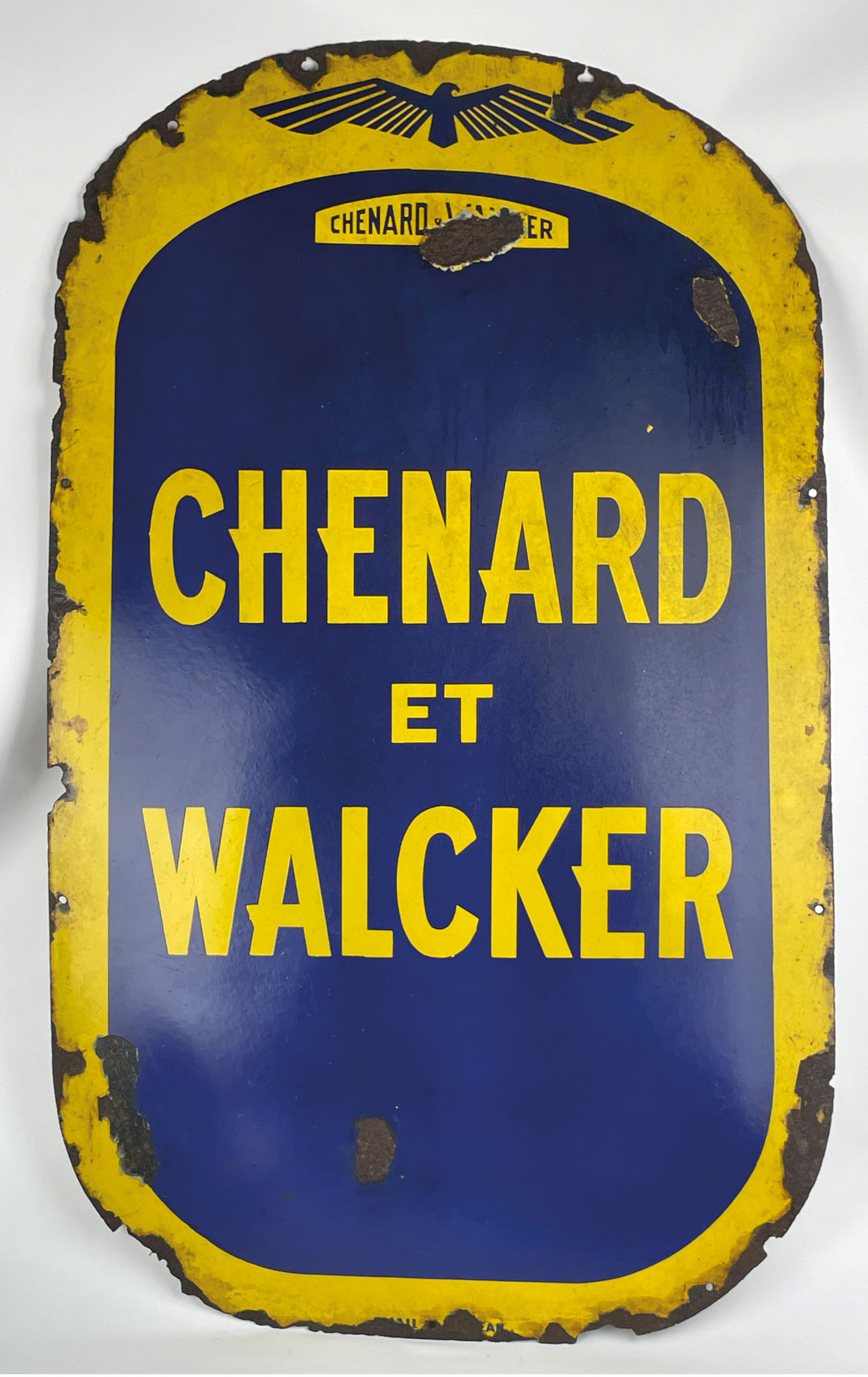 CHENARD et WALCKER : IMPORTANTE PLAQUE PUBLICITAIRE en tôle émaillée,…