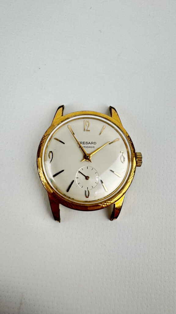 FRESSARD : BOITIER DE MONTRE D&rsquo;HOMME antichoc en plaqué-or et…