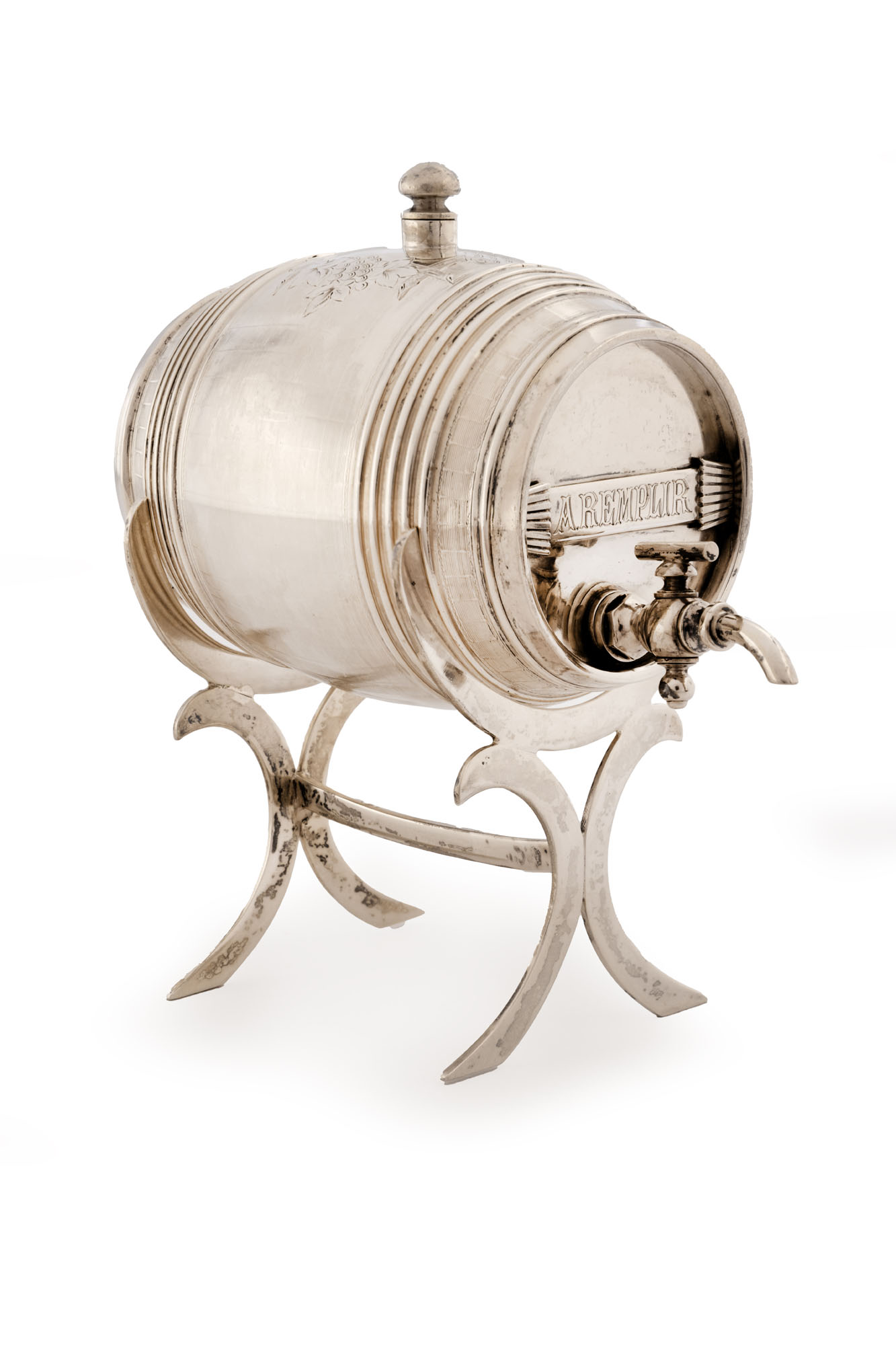 TONNELET À LIQUEUR ET SON SOCLE en argent, poinçon Minerve…