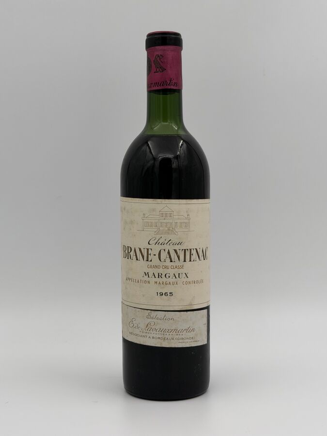 1 BOUTEILLE de Château Brane-Cantenac 1965, Margaux. Niveau DE. Étiquette…