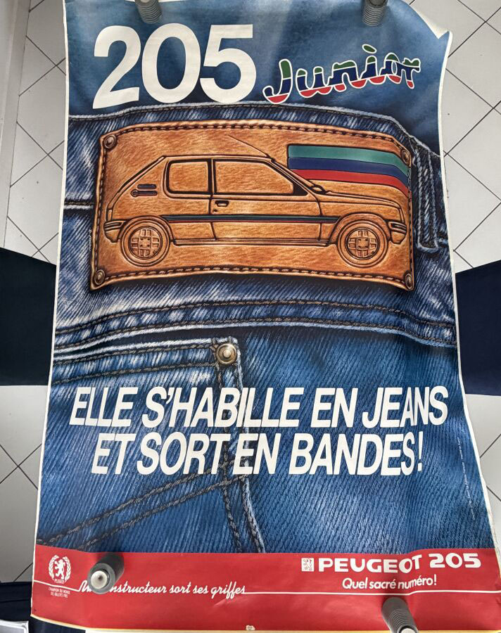 FRADIN D. (XXe) : AFFICHE originale offset « PEUGEOT 205 JUNIOR ».…