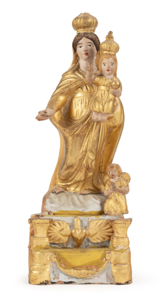 SANTIBELLI en terre cuite polychrome représentant LA VIERGE MARIE A…